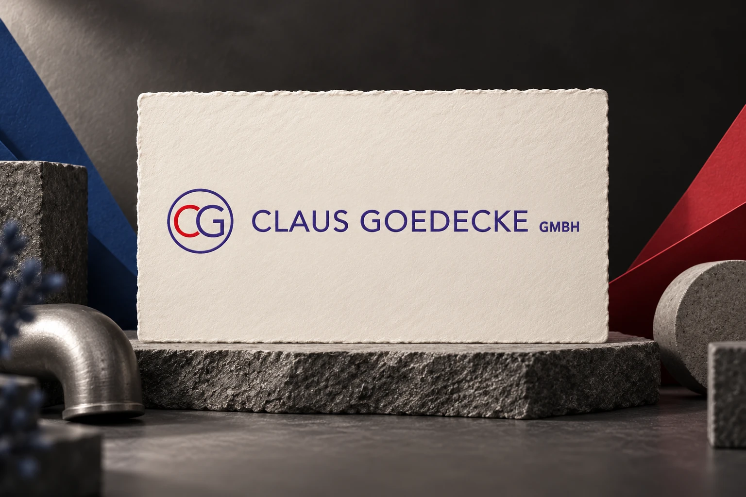 Claus Goedecke Logo im Papieratelier mit dezenten technischen Elementen