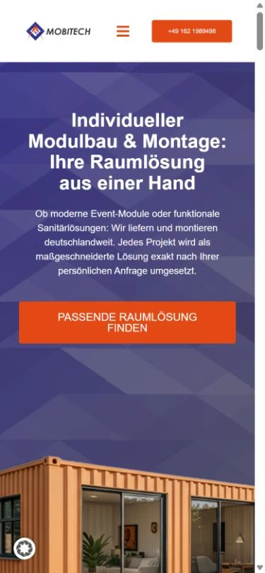 Originale Smartphoneansicht der MOBITECH-Website