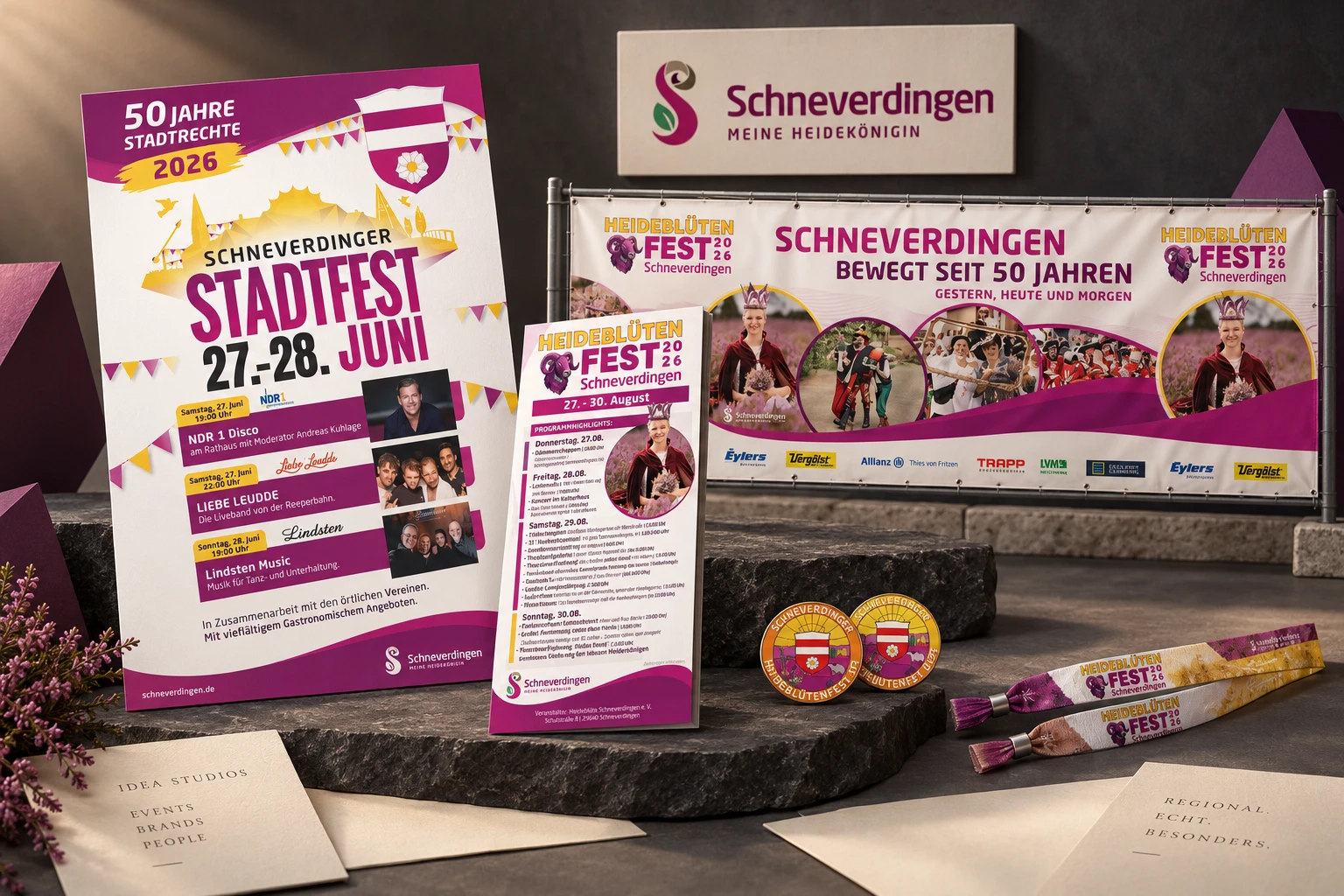 Illustrative Präsentation der Veranstaltungsmedien für Stadt Schneverdingen